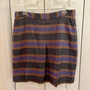 Striped Boden Front Pleated Skirt